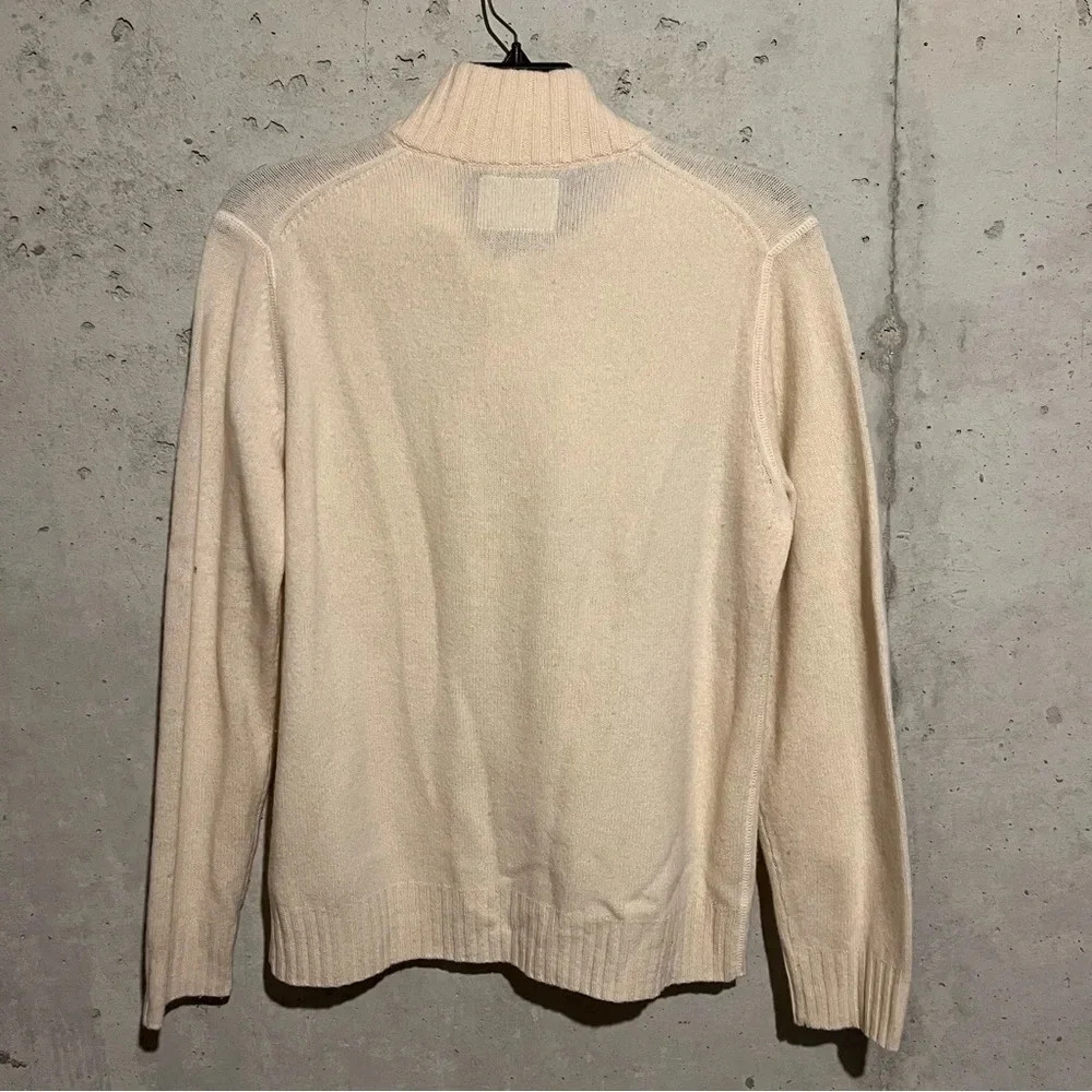 Express 100% Lambs Wool Sweater Cream  Mens M Henley Mock Neck - Picture 6 of 7